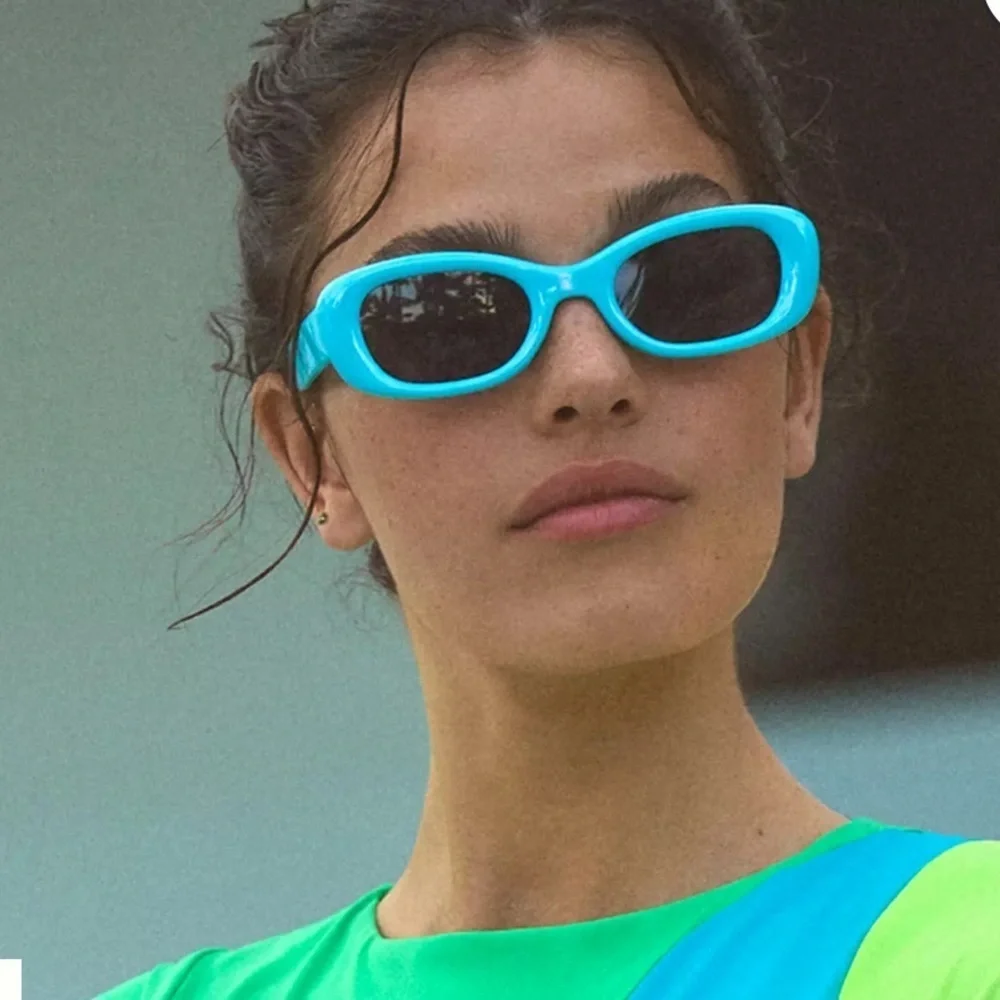 Anthropologie Aire Blue Rectangular Sunglasses New